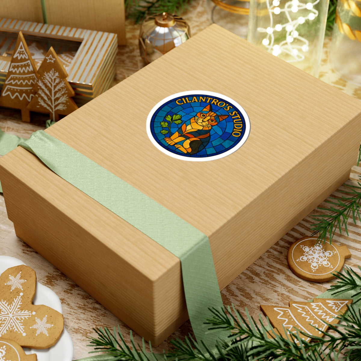 Vibrant Cat Art Stickers for Pet Lovers, Botanical Decor, Laptop Decals, Gift for Cat Owners, Home & Studio Decoration, Stationery Accents