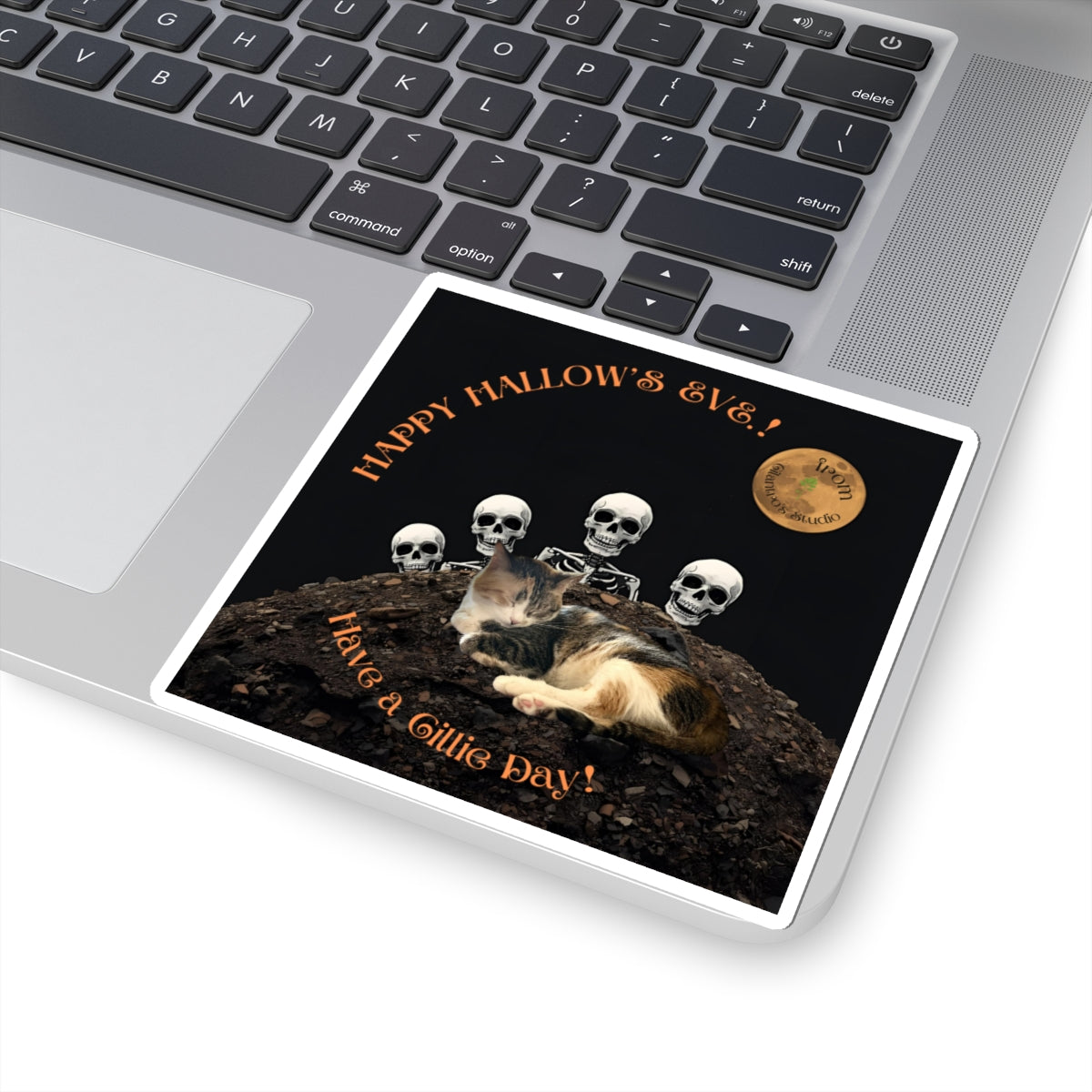 Happy Hallow's Eve. Halloween Cat Kiss-Cut Stickers - Spooky Decor, Cat Lovers Gift, Holiday Party Supplies, Creative Journals, Fun Crafts