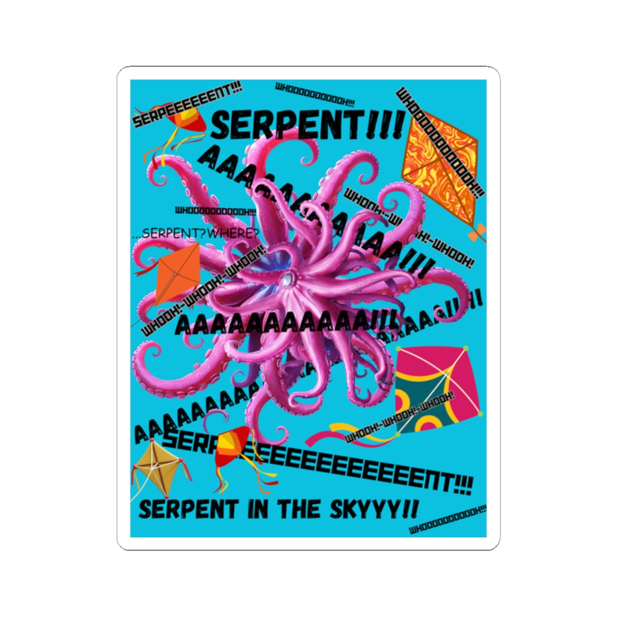 SERPENT!! (Sticker)\ Whimsical Octopus Sticker, Kite Fair Chaos