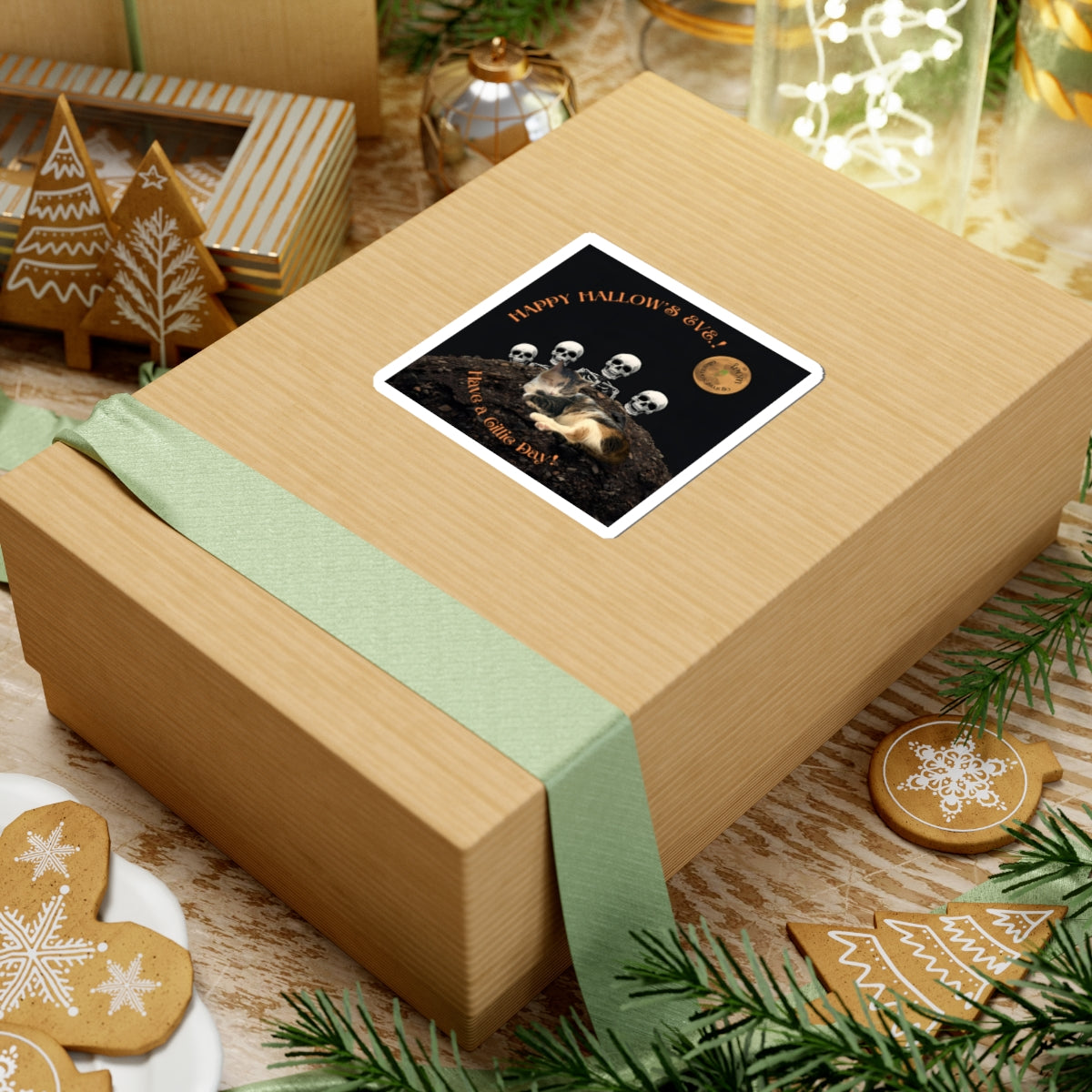 Happy Hallow's Eve. Halloween Cat Kiss-Cut Stickers - Spooky Decor, Cat Lovers Gift, Holiday Party Supplies, Creative Journals, Fun Crafts