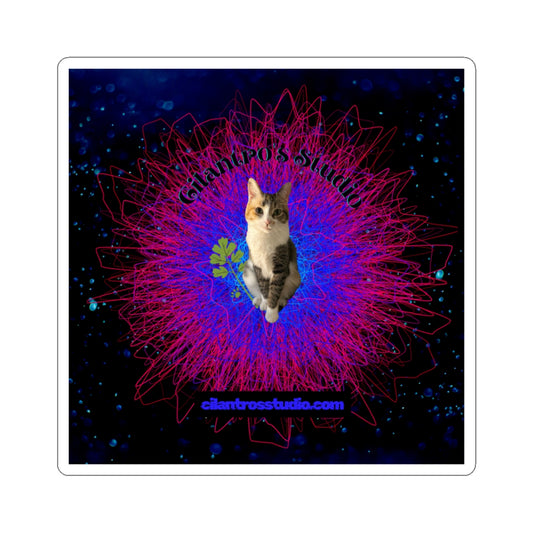 Cillie Glitch Sticker\Cosmic Cat Kiss-Cut Stickers | Colorful Cat Art for Laptops, Water Bottles, Scrapbooking, Gift Decoration, Unique Cat Lover Gifts