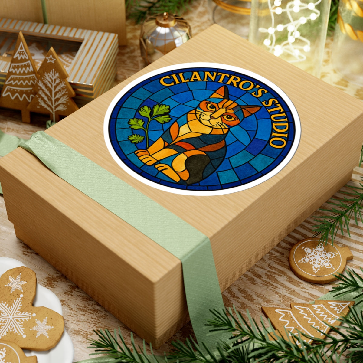 Vibrant Cat Art Stickers for Pet Lovers, Botanical Decor, Laptop Decals, Gift for Cat Owners, Home & Studio Decoration, Stationery Accents