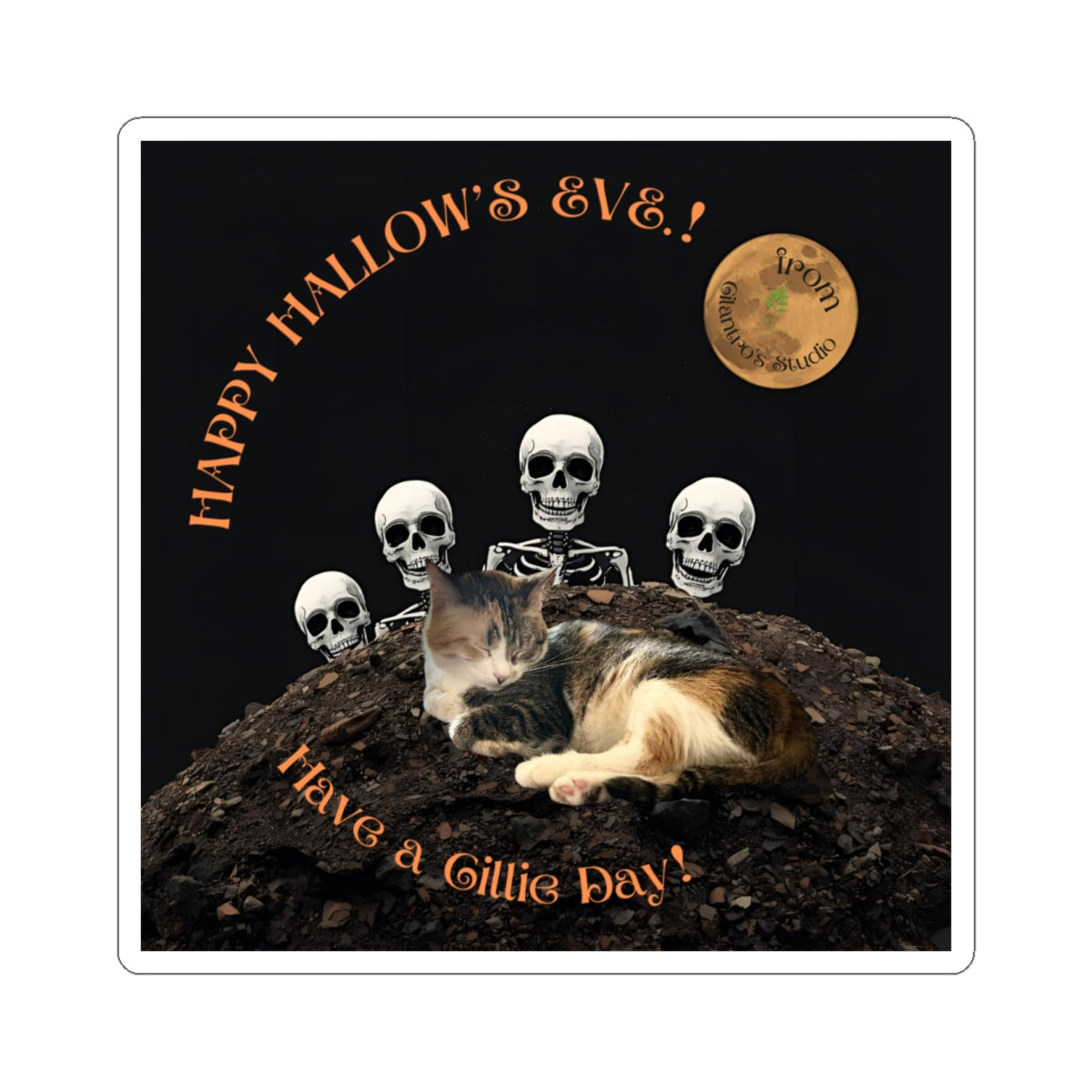 Happy Hallow's Eve. Halloween Cat Kiss-Cut Stickers - Spooky Decor, Cat Lovers Gift, Holiday Party Supplies, Creative Journals, Fun Crafts
