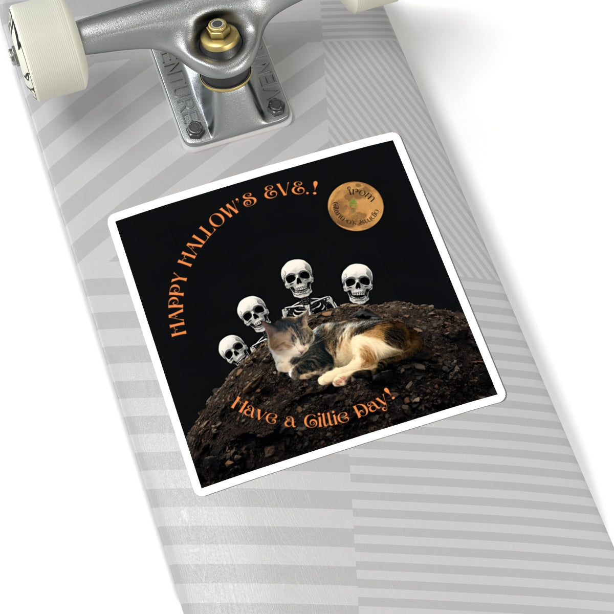 Happy Hallow's Eve. Halloween Cat Kiss-Cut Stickers - Spooky Decor, Cat Lovers Gift, Holiday Party Supplies, Creative Journals, Fun Crafts